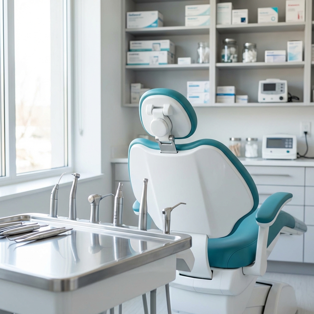 Complete dental solution featuring chair, handpieces, and accessories